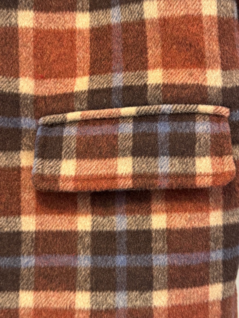 Mo:Vint Plaid Wool Blend Blazer Jacket in Rust, Navy, brown + cream size Small - Picture 11 of 11